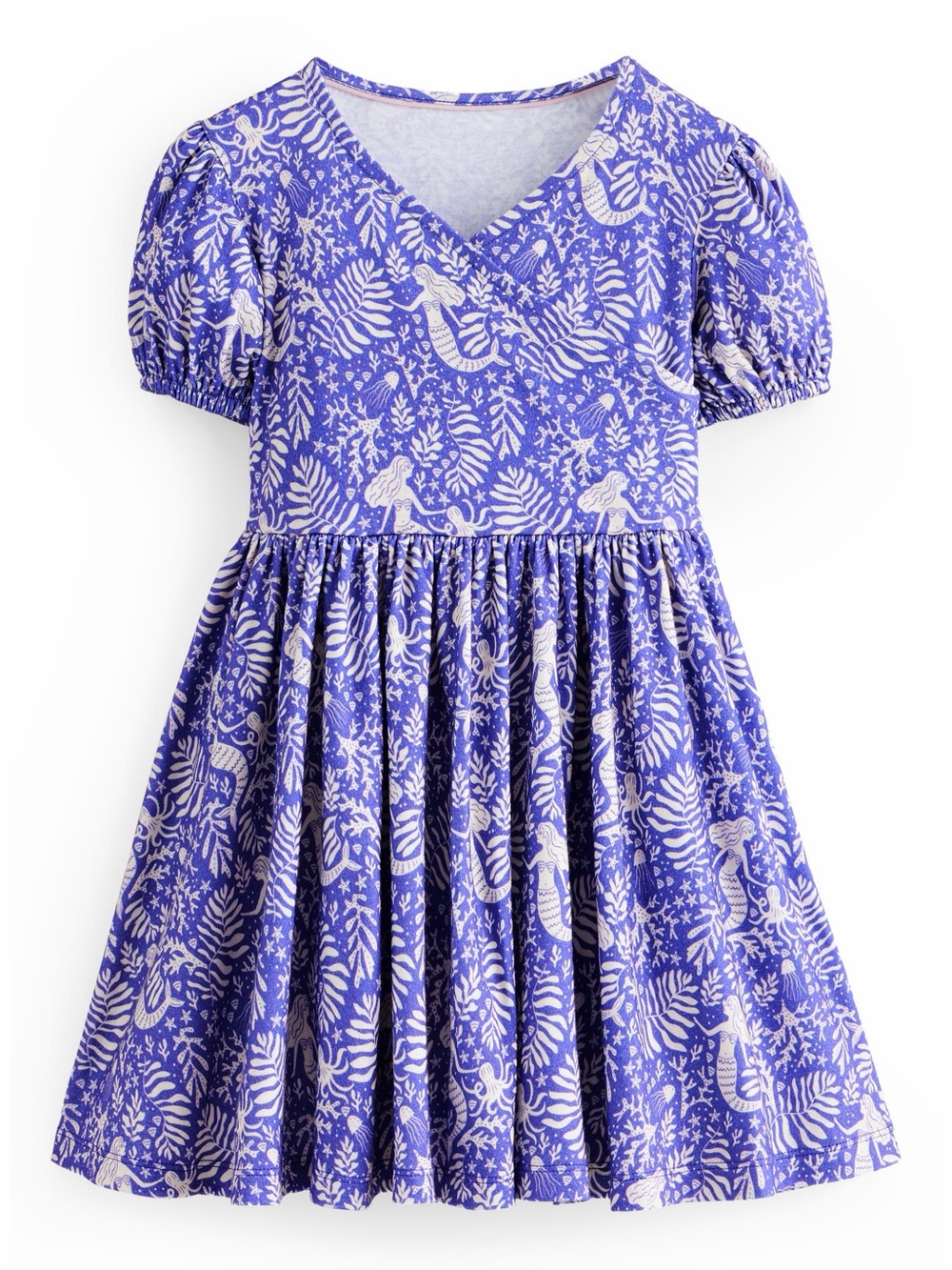 Mini Boden Kids' Mermaid Print Cotton Ballerina Dress Size 5-6 Years